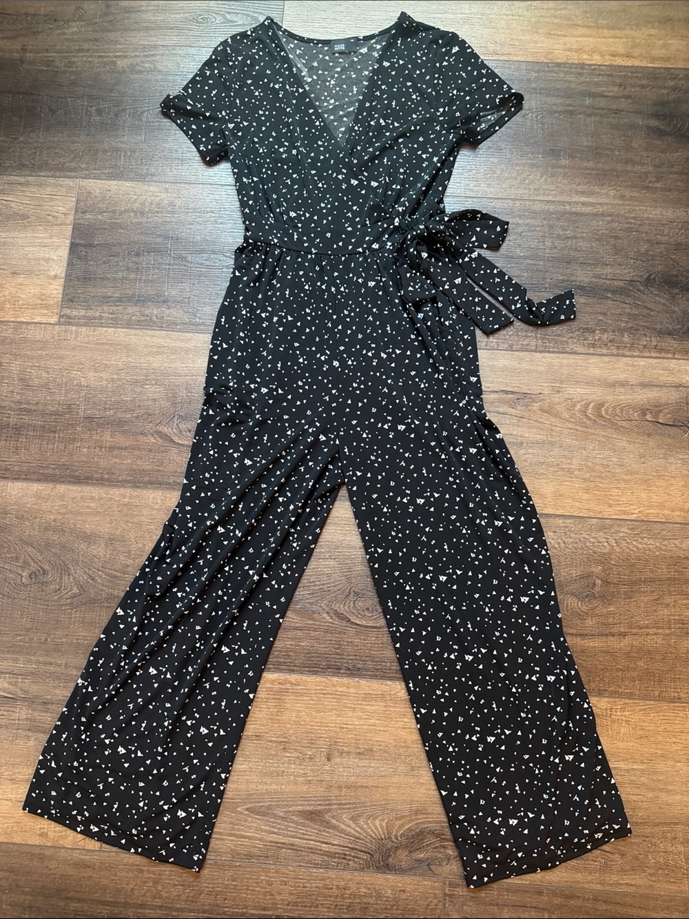 Wrap Front Black Wide-Leg Jumpsuit -Muse